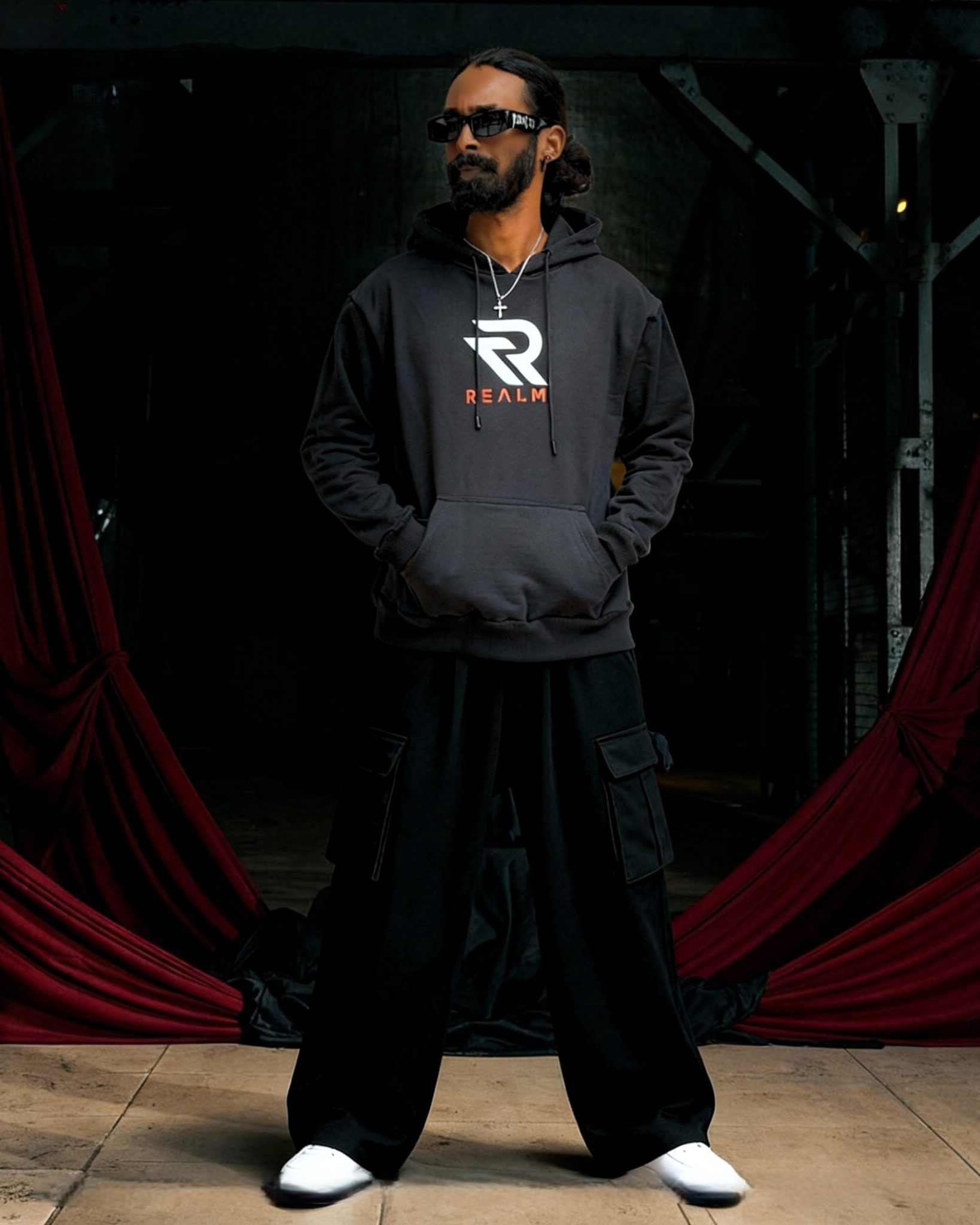 REALM dark theme hoodie look